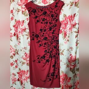 Jessica Howard Red and Black Floral Midi Dress 12